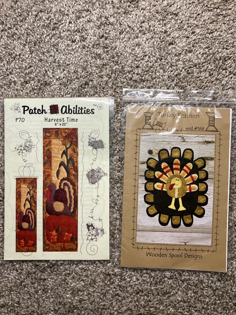 Lot of 2 NIP Thanksgiving patterns quilting sewing turkey Harvest Time